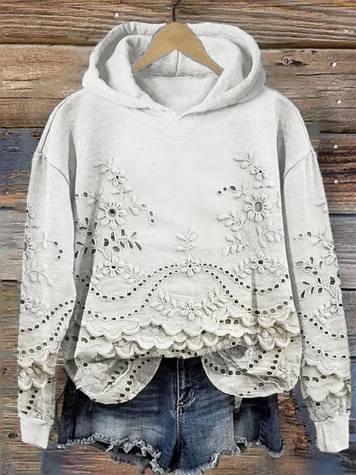 Sacha | Cozy Embroidered Floral Hoodie