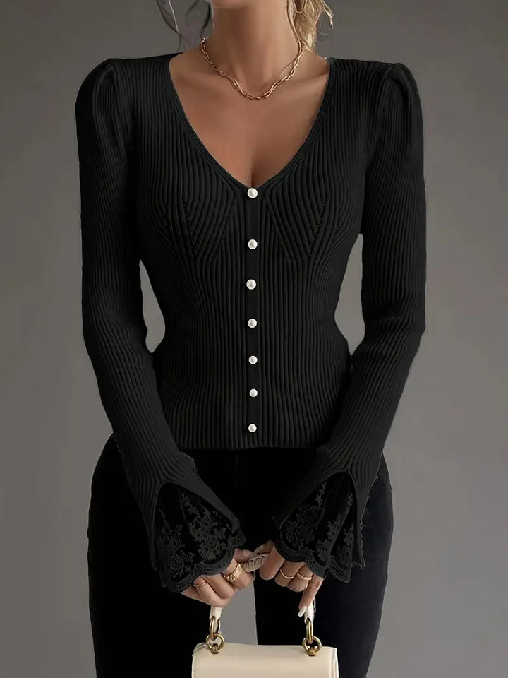 Elise | Elegant Lace-Sleeve Sweater