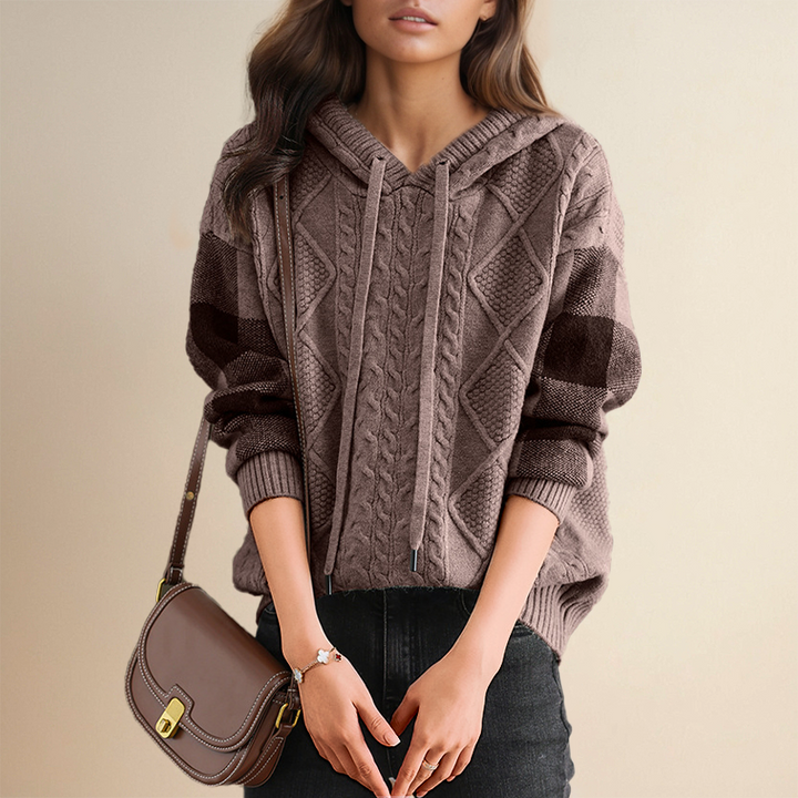 Lena | Elegant Hooded Knit Sweater