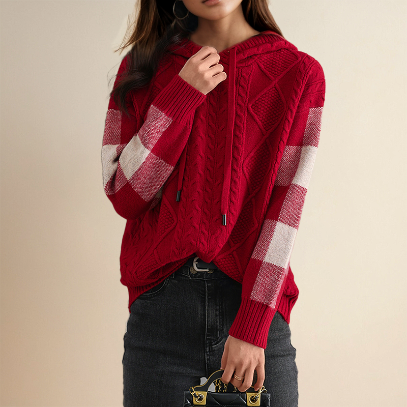 Lena | Elegant Hooded Knit Sweater