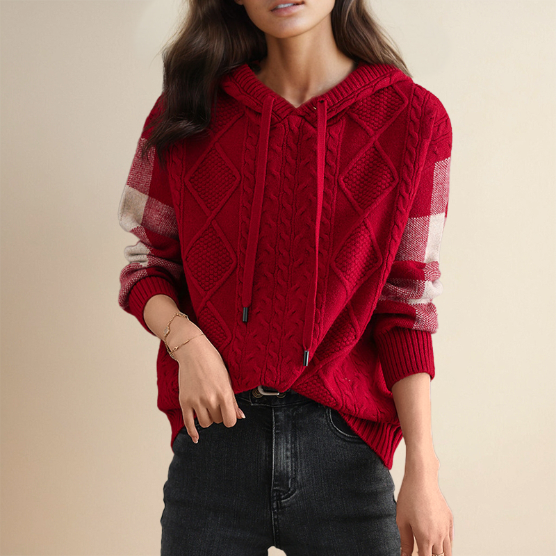 Lena | Elegant Hooded Knit Sweater