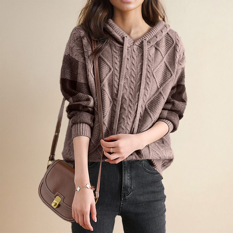 Lena | Elegant Hooded Knit Sweater
