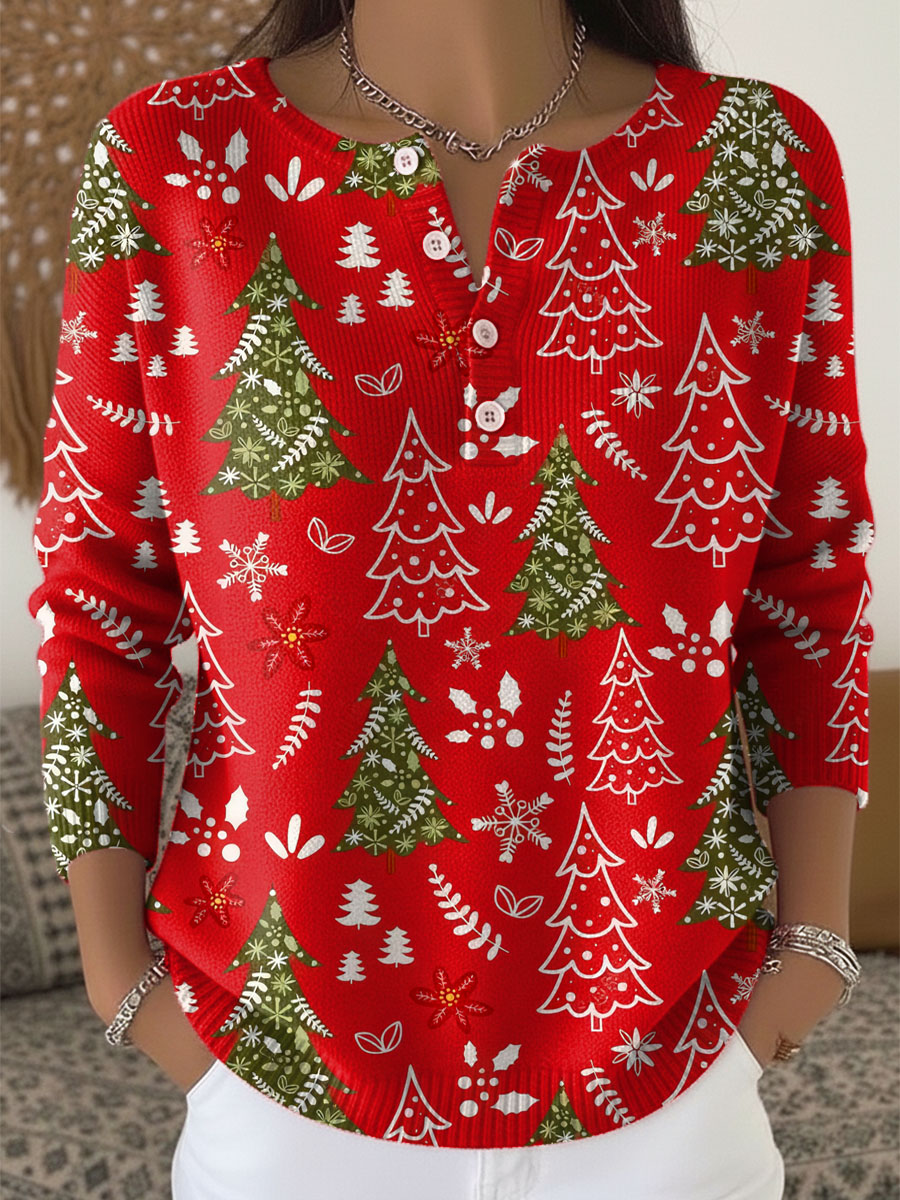 Tessa | Festive Button-Neck Christmas Jumper