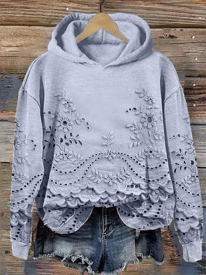 Sacha | Cozy Embroidered Floral Hoodie