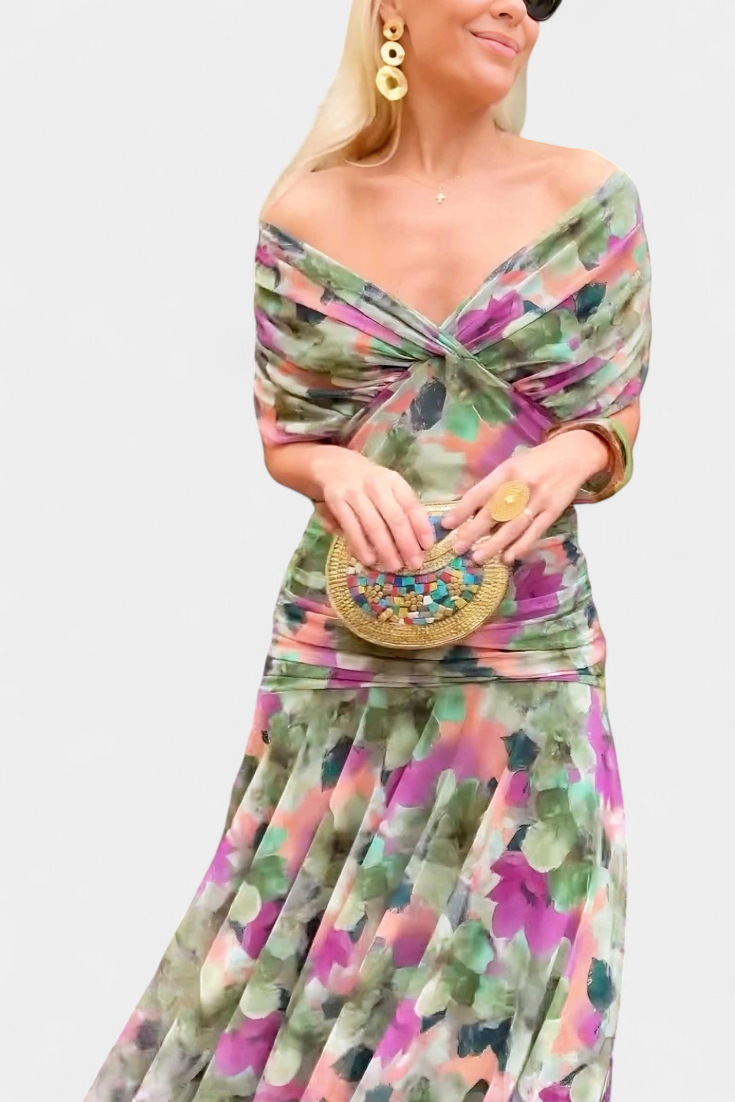 Alondra | Elegant Floral V-Neck Flow Dress