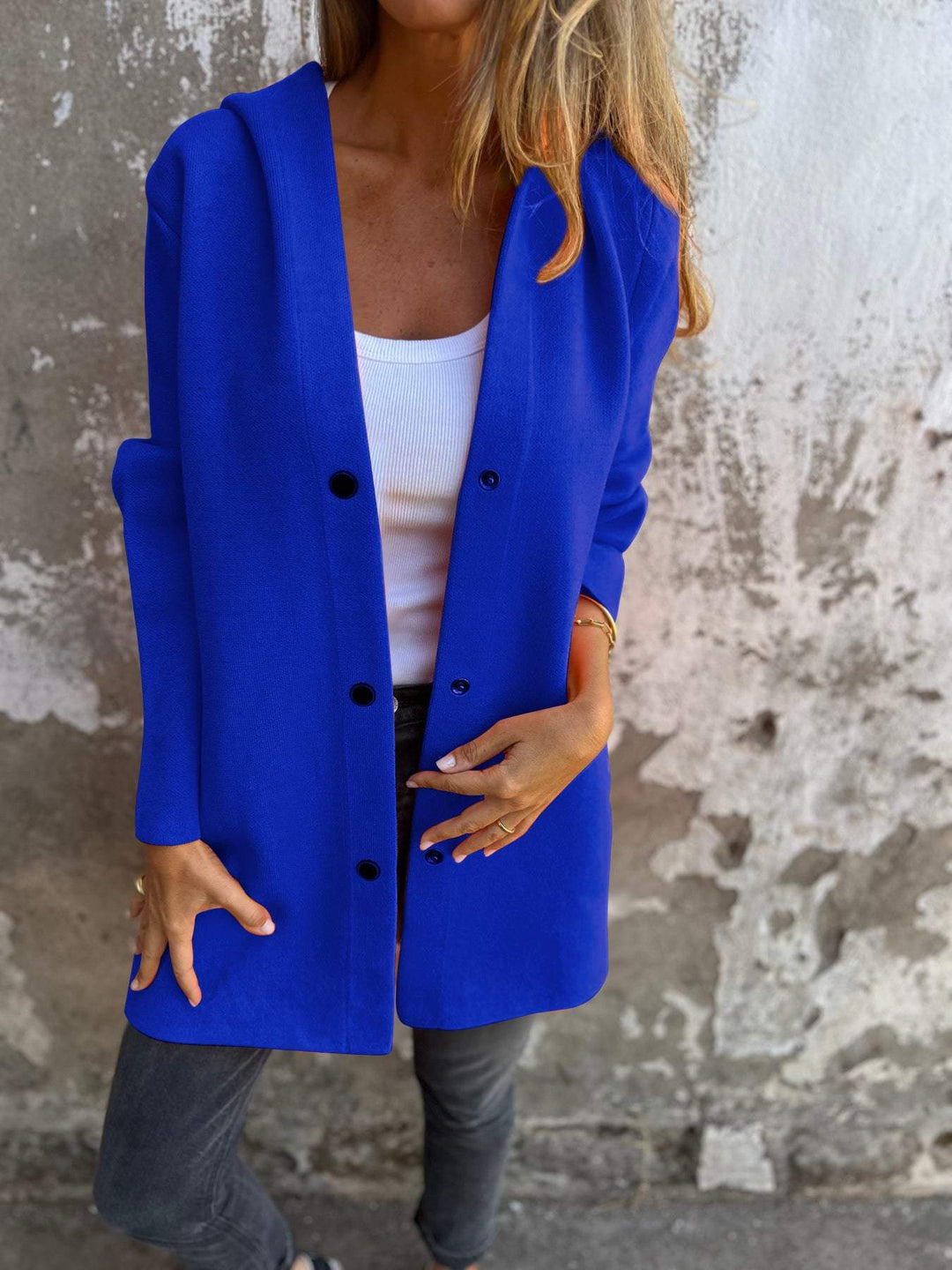 Clara | Soft Hooded Button Jacket