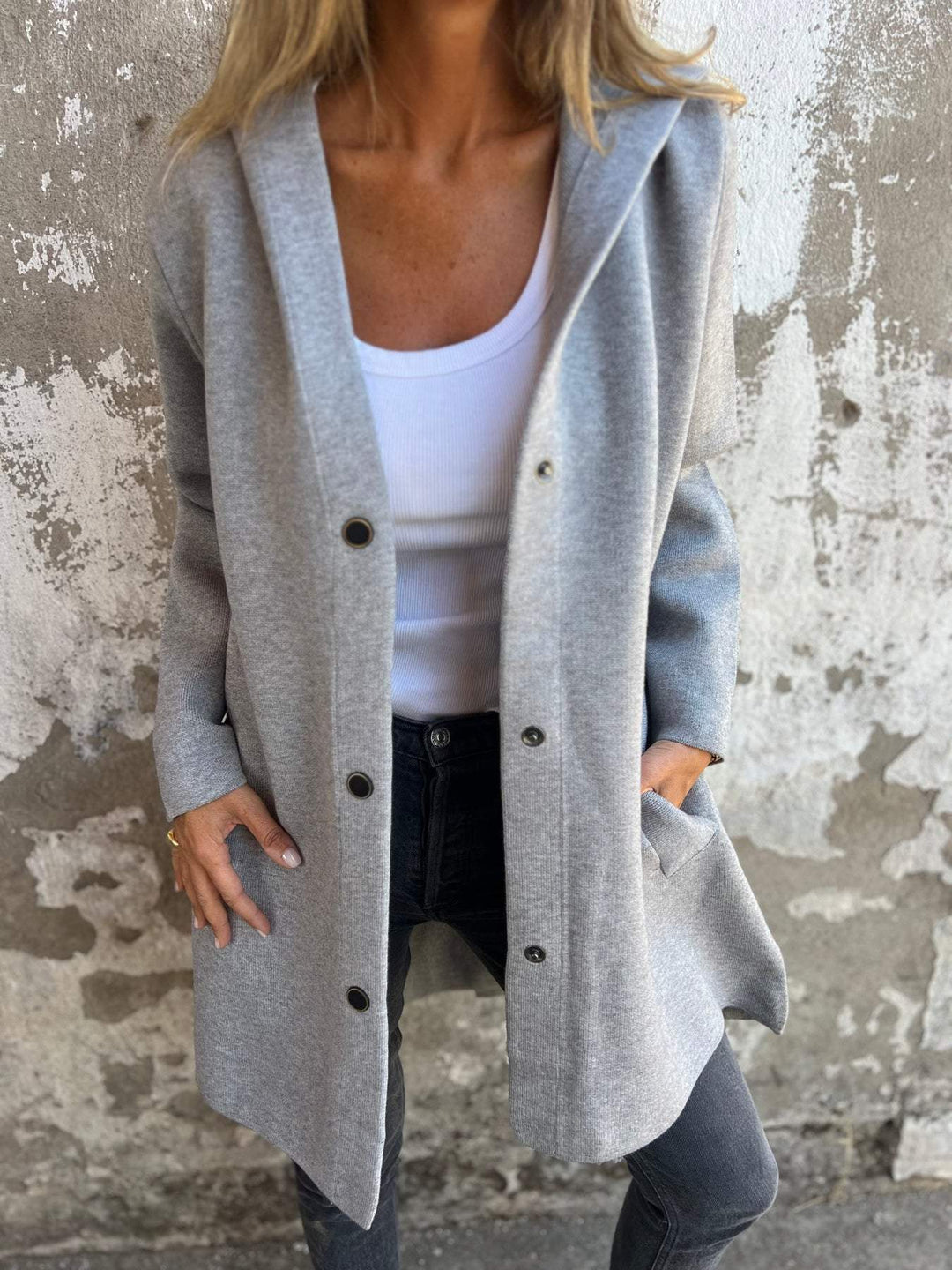Clara | Soft Hooded Button Jacket