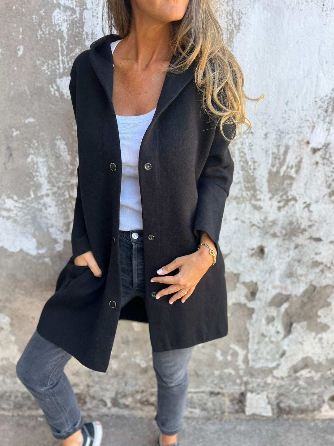 Clara | Soft Hooded Button Jacket
