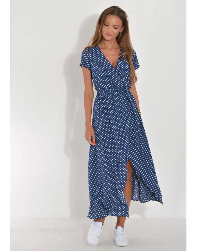 Eva | Elegant V-Neck Flowing Midi Dress