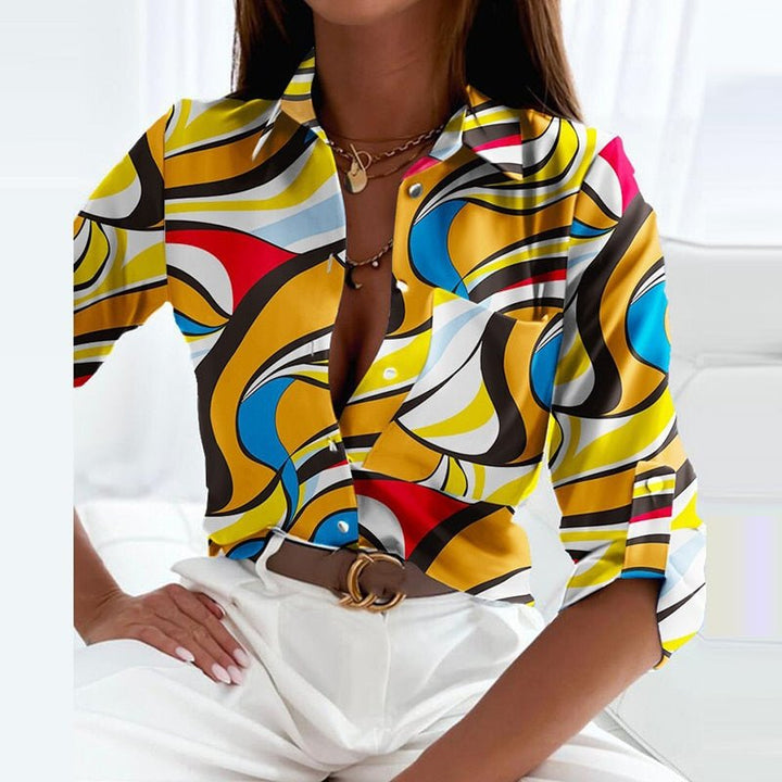 Marina | Refined Collared Pattern Blouse